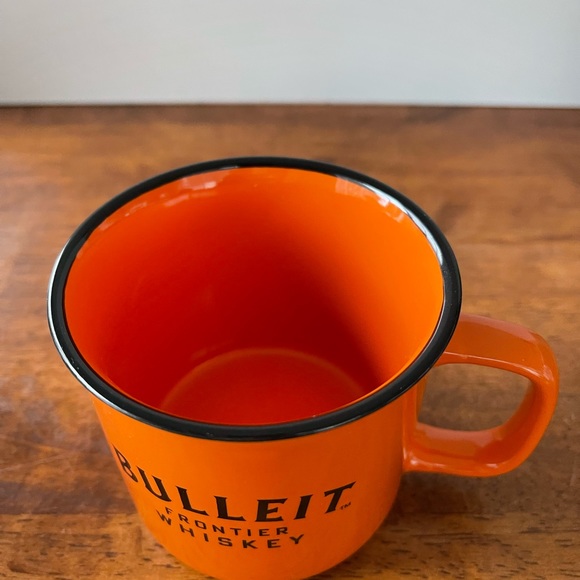 BULLEIT FRONTIER WHISKEY Bright Orange Ceramic Coffee Mug Excellent Condition - Picture 6 of 8